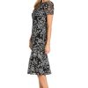 Elegant Midi Chiffon Dress W/Ruffle Top & Chiffon Capelet