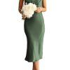 Women's 2025 Summer Midi Satin Dress One Shoulder Spaghetti Strap Backless Ruched Bodycon Dresses