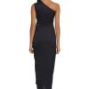 Women's One Shoulder Faux Wrap Light Charmeuse Maxi with Tie Waist Occasion Event Party Guest of