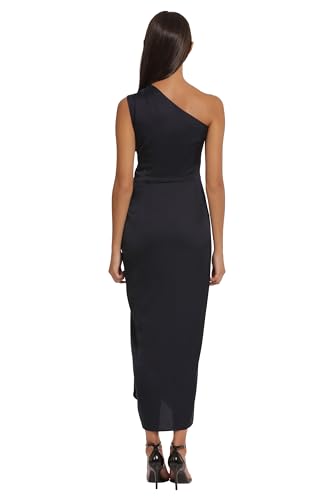 Women's One Shoulder Faux Wrap Light Charmeuse Maxi with Tie Waist Occasion Event Party Guest of