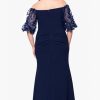 Women's Plus Size Long Illusion Sleeve Off The Shoulder Dress