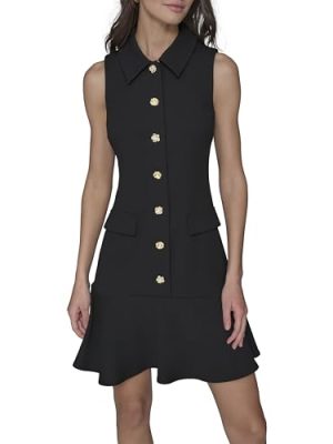 Women's Collared Sleeveless Above The Knee Sheath Dress