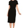 Women's Ruched Waist Crepe Sheath Dress Workwear Office Occasion Event Guest of