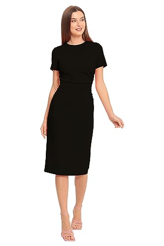Women's Ruched Waist Crepe Sheath Dress Workwear Office Occasion Event Guest of
