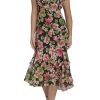 Women's Flutter Sleeve V-Neck Ruffle Trim Chiffon Hi Lo Dress