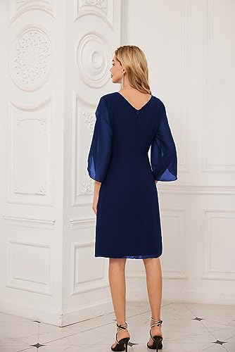 Womens Chiffon Dresses Flutter Sleeve Party Wedding Cocktail Dress Size 8-20