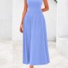 Spring Casual Dresses for Women 2025 Summer Business Work Midi Sleeveless A Line Pleated Cocktail Dress