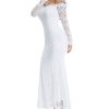 Women's Floral Lace Long Sleeve Off Shoulder Wedding Mermaid Dress