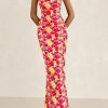 Womens Summer Printed Tube Maxi Dress Strapless Bodycon Sleeveless Night Out Long Dresses