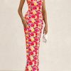 Womens Summer Printed Tube Maxi Dress Strapless Bodycon Sleeveless Night Out Long Dresses
