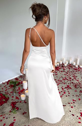 Women's Sexy One Shoulder High Split Cocktail Wedding Party Maxi Dress