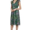 Women's V-Neck Garden Floral Embroidered Dress Colorful Feminine Party Event Occasion Guest of