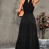 Women's Summer Floral Maxi Sun Dress Sleeveless Halter Neck Flowy Ruffle Hem Long Boho Dresses with Belt