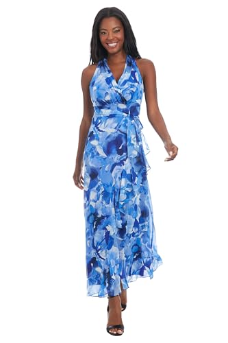 V-Neck Waist Tie Ruffle Cascade Wedding Guest Dresses for Women