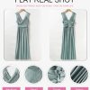 Womens 2025 Formal Dresses Wrap V-Neck Ruched Sexy Bridesmaid Wedding Guest Maxi Dresses