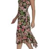Women's Flutter Sleeve V-Neck Ruffle Trim Chiffon Hi Lo Dress