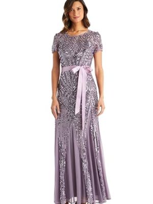 Womens Plus Formal Sequined Evening Dress