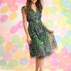Women's V-Neck Garden Floral Embroidered Dress Colorful Feminine Party Event Occasion Guest of