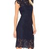 Women's Sleeveless Lace Floral Elegant Cocktail Dress Crew Neck Knee Length for Party