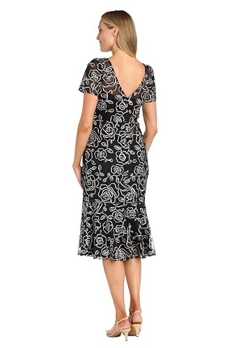 Elegant Midi Chiffon Dress W/Ruffle Top & Chiffon Capelet