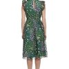 Women's V-Neck Garden Floral Embroidered Dress Colorful Feminine Party Event Occasion Guest of