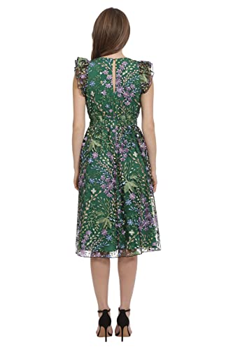 Women's V-Neck Garden Floral Embroidered Dress Colorful Feminine Party Event Occasion Guest of