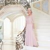 Women's Long Stretch Lace Off The Shoulder Mock Mother of The Bride Dress (Petite and Regular Sizes)