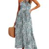 Women's Summer Dresses Halter Neck Sleeveless Backless Flowy A Line Boho Maxi Dress