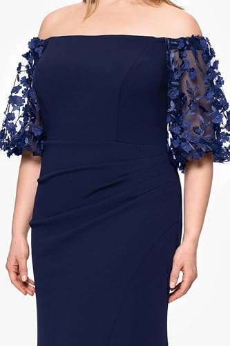Women's Plus Size Long Illusion Sleeve Off The Shoulder Dress