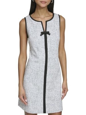 Women's Sleeveless V-Neck Bow A-line Mini Dress