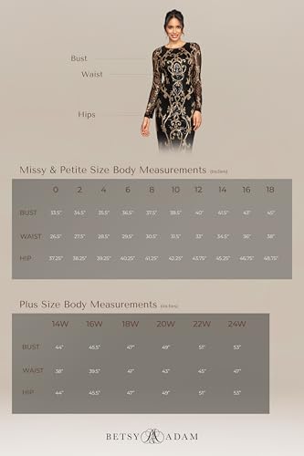 Women's Size Long Sleeve Stretchy Formal Dress (Available in Plus)