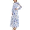 Women's Printed Long Sleeve Maxi Dress