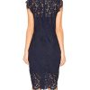Women's Sleeveless Lace Floral Elegant Cocktail Dress Crew Neck Knee Length for Party