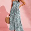 Women's Summer Dresses Halter Neck Sleeveless Backless Flowy A Line Boho Maxi Dress