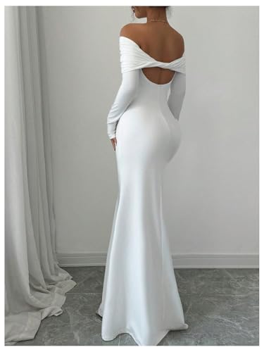 Women's Long Sleeve Off The Shoulder Bodycon Dress Elegant Maxi Dress Cocktail Prom Dresses