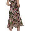 Women's Flutter Sleeve V-Neck Ruffle Trim Chiffon Hi Lo Dress
