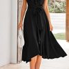 Women's 2025 Summer Cross Midi Dress Casual Boho Deep V Neck Short Sleeve Ruffle Hem Split Beach Long Dresses