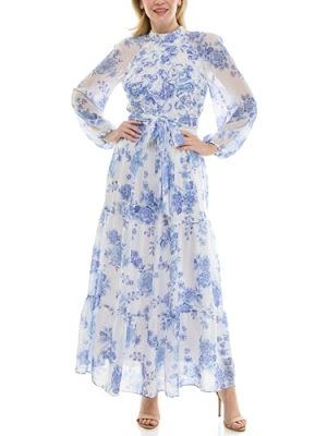 Women's Printed Long Sleeve Maxi Dress