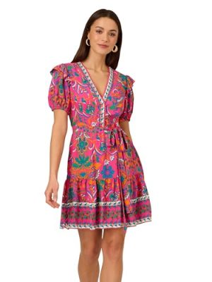Women's Printed Short Flounce Dress
