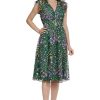 Women's V-Neck Garden Floral Embroidered Dress Colorful Feminine Party Event Occasion Guest of