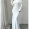 Women's Long Sleeve Off The Shoulder Bodycon Dress Elegant Maxi Dress Cocktail Prom Dresses