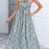 Women's Summer Dresses Halter Neck Sleeveless Backless Flowy A Line Boho Maxi Dress