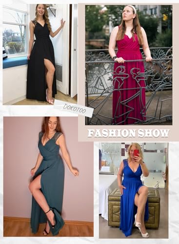 Womens 2025 Formal Dresses Wrap V-Neck Ruched Sexy Bridesmaid Wedding Guest Maxi Dresses