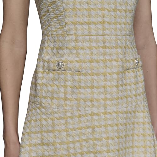 Women's Tweed Printed High Scoop Neck Aline Dress