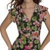 Women's Flutter Sleeve V-Neck Ruffle Trim Chiffon Hi Lo Dress